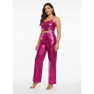 Blank Nyc Faux Leather The Franklin Pink Metallic Pants Size 29